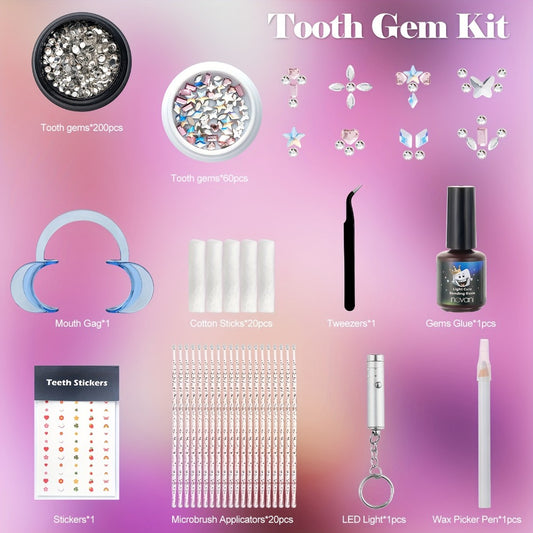 Body Jewelry - Tooth Gem Kit 260pcs DIY Crystal Tooth Gems with Curing Light Applicator - main product view