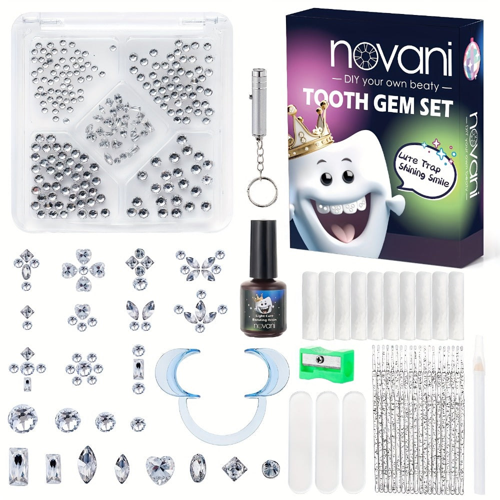 Body Jewelry - Tooth Gem Kit 260pcs DIY Crystal Tooth Gems with Curing Light Applicator - product detail view 3