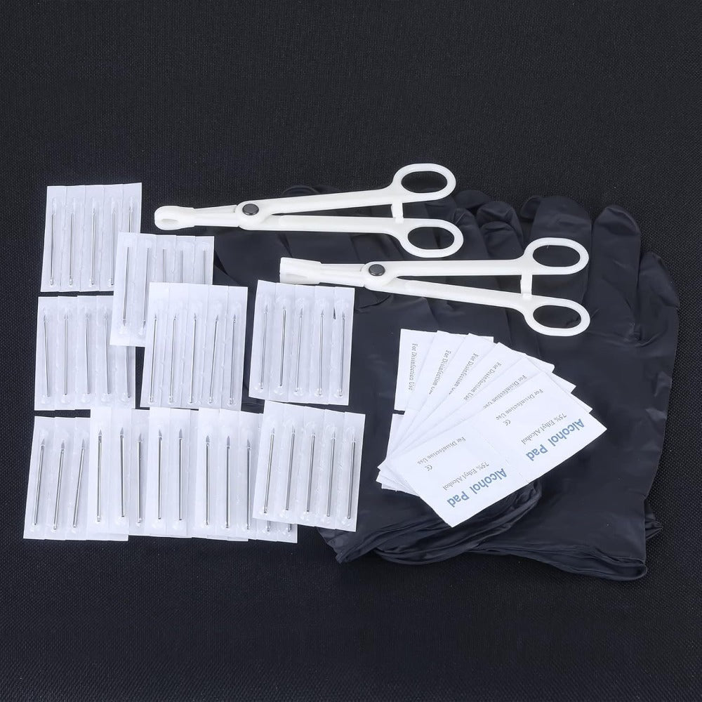 Body Piercing Kit - 120 Pieces Professional DIY Set 14G 16G Medical Stainless Steel Needles - product detail view 6
