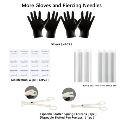 Body Piercing Kit - 120 Pieces Professional DIY Set 14G 16G Medical Stainless Steel Needles - product detail view 10
