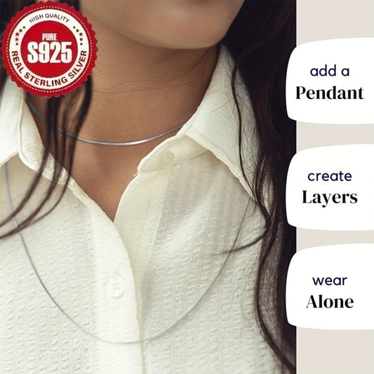 Box Chain Necklace - 925 Silver Box Chain, Minimal Layering Chain - 925 silver detail