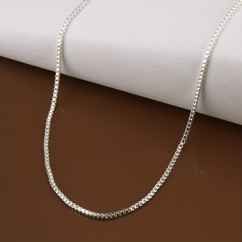 Box Chain Necklace - 925 Silver Box Chain, Minimal Layering Chain - product detail view 3