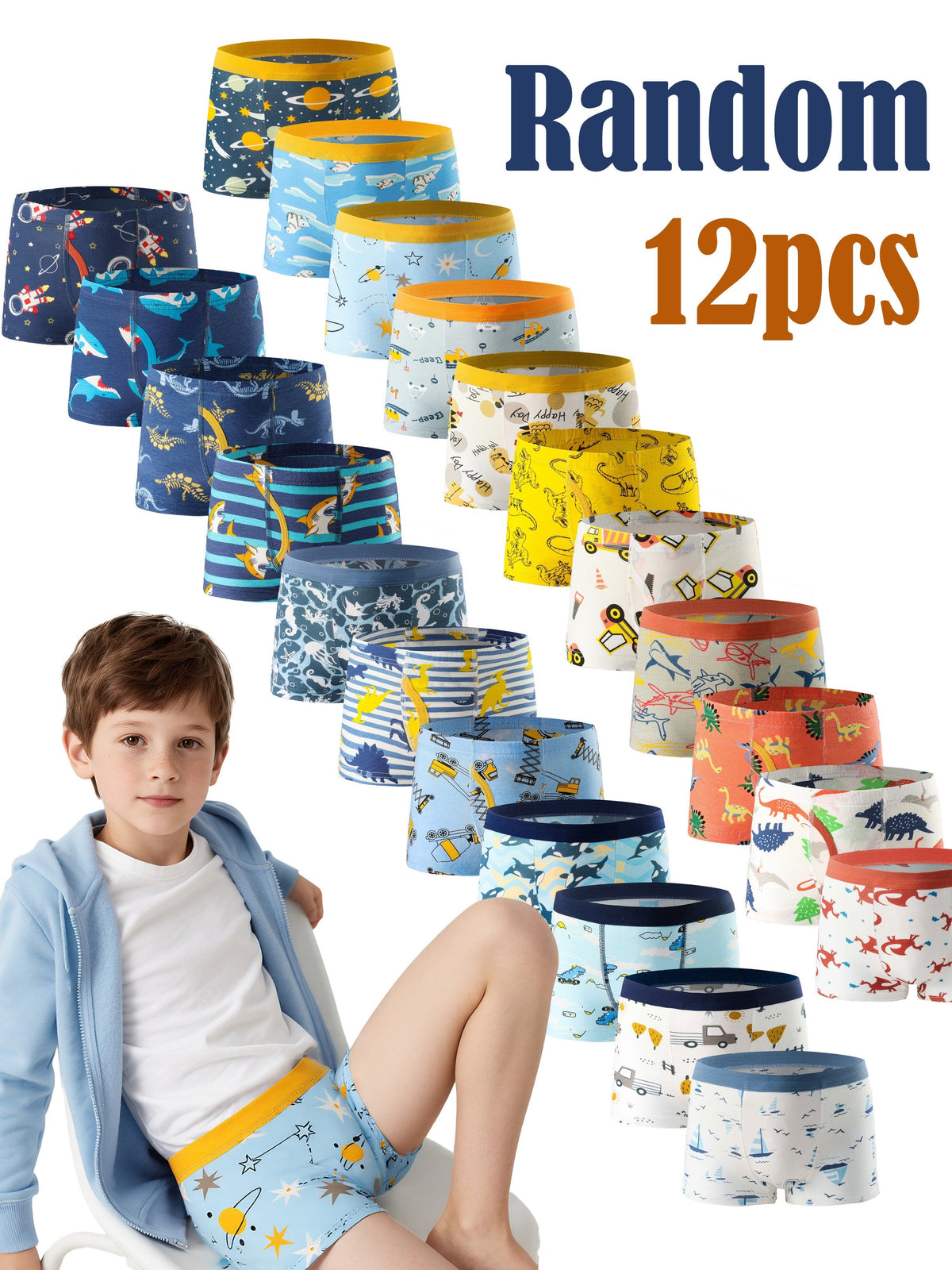 Boys' Boxer Briefs - 12-Pack Assorted Cartoon Print – Multicolor Graphic Design 73701 – main product image