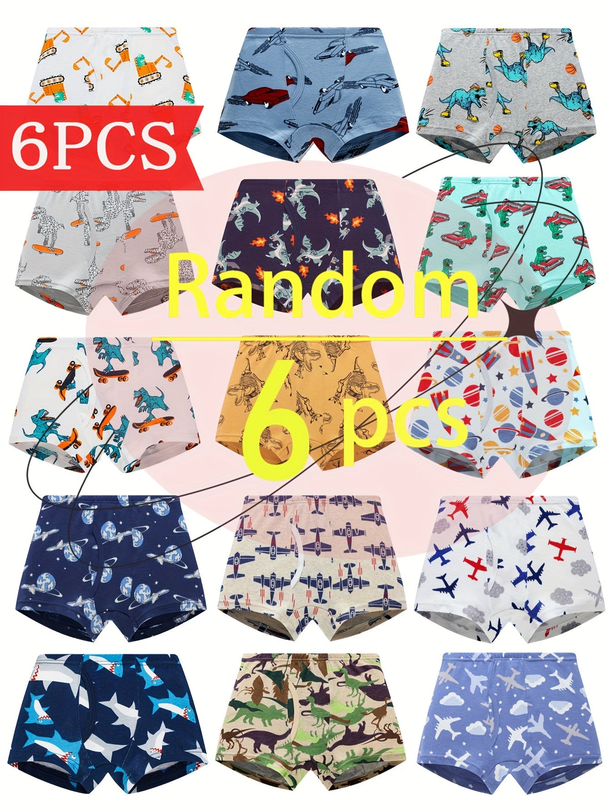 Boys' Briefs - 6-Pack Dinosaur Print – Random Randomly Posting – main product image