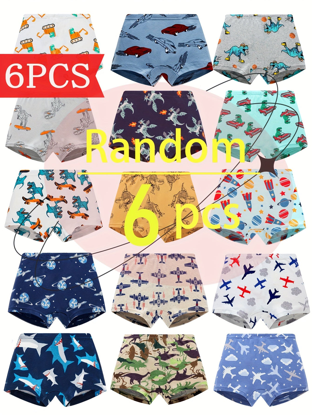 Boys' Briefs - 6-Pack Dinosaur Print – Random Randomly Posting – view 7