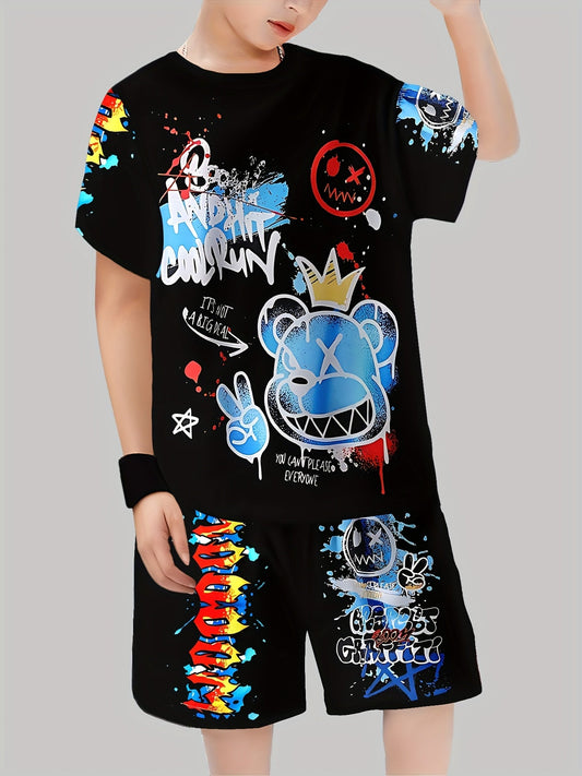 Boys' Casual Outfit Set - Short Sleeve – Black option – main product image