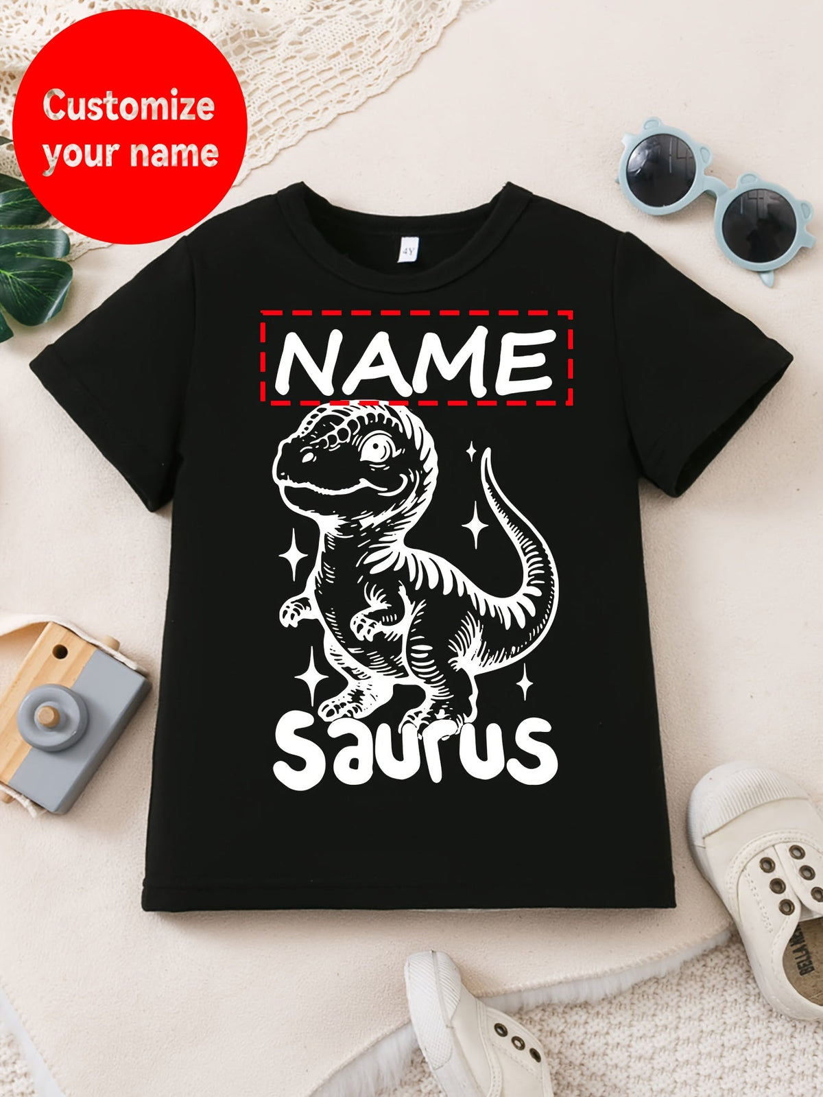 Boys' Custom Name Dinosaur T-Shirt - Personalized – view 4