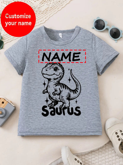 Boys' Custom Name Dinosaur T-Shirt - Personalized – view 5