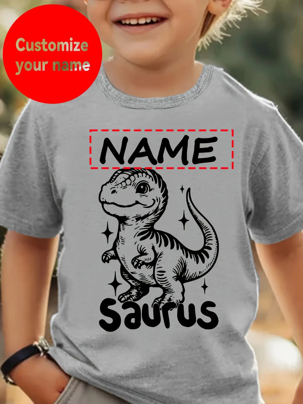 Boys' Custom Name Dinosaur T-Shirt - Personalized – view 22