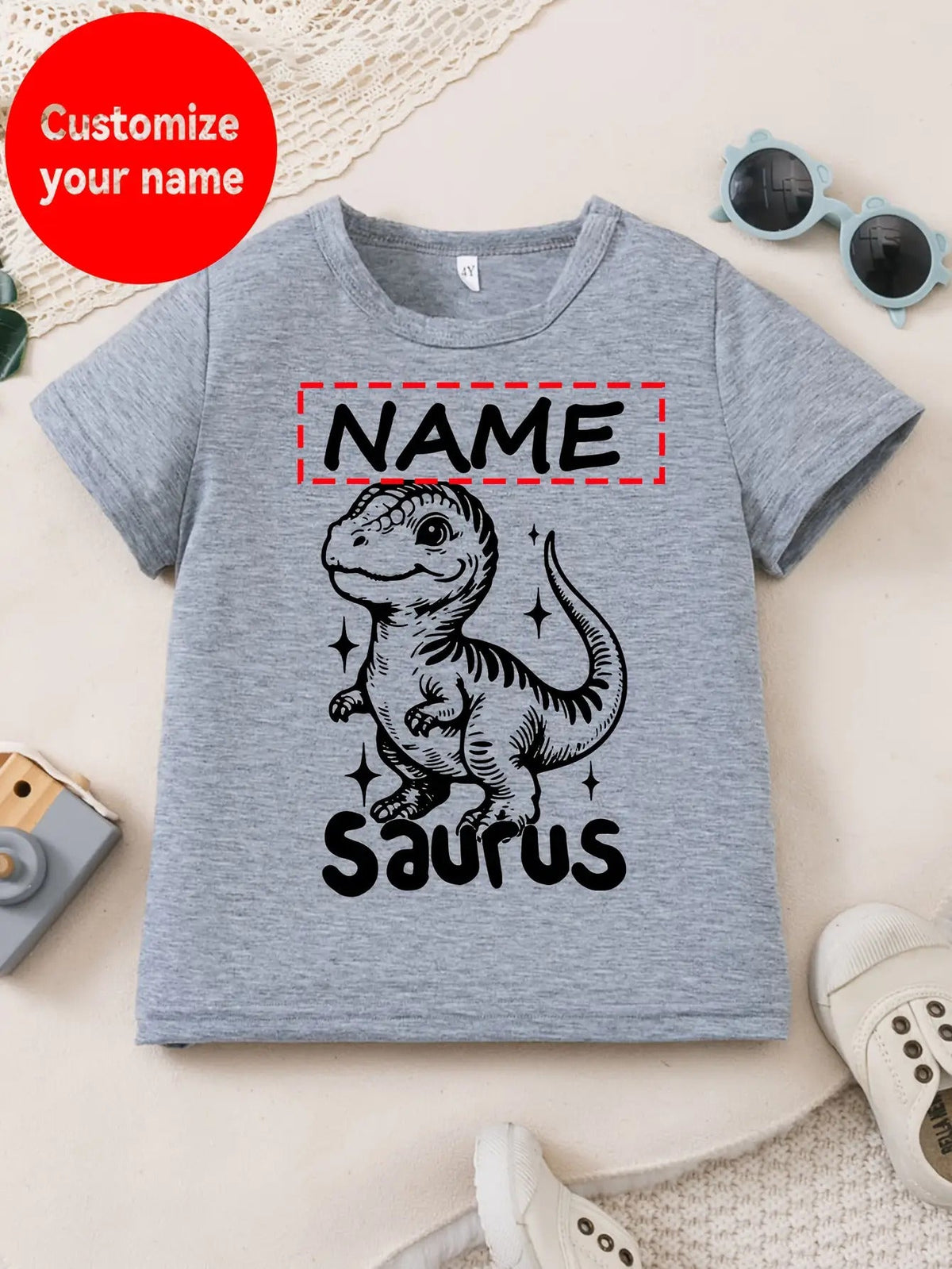 Boys' Custom Name Dinosaur T-Shirt - Personalized – view 23