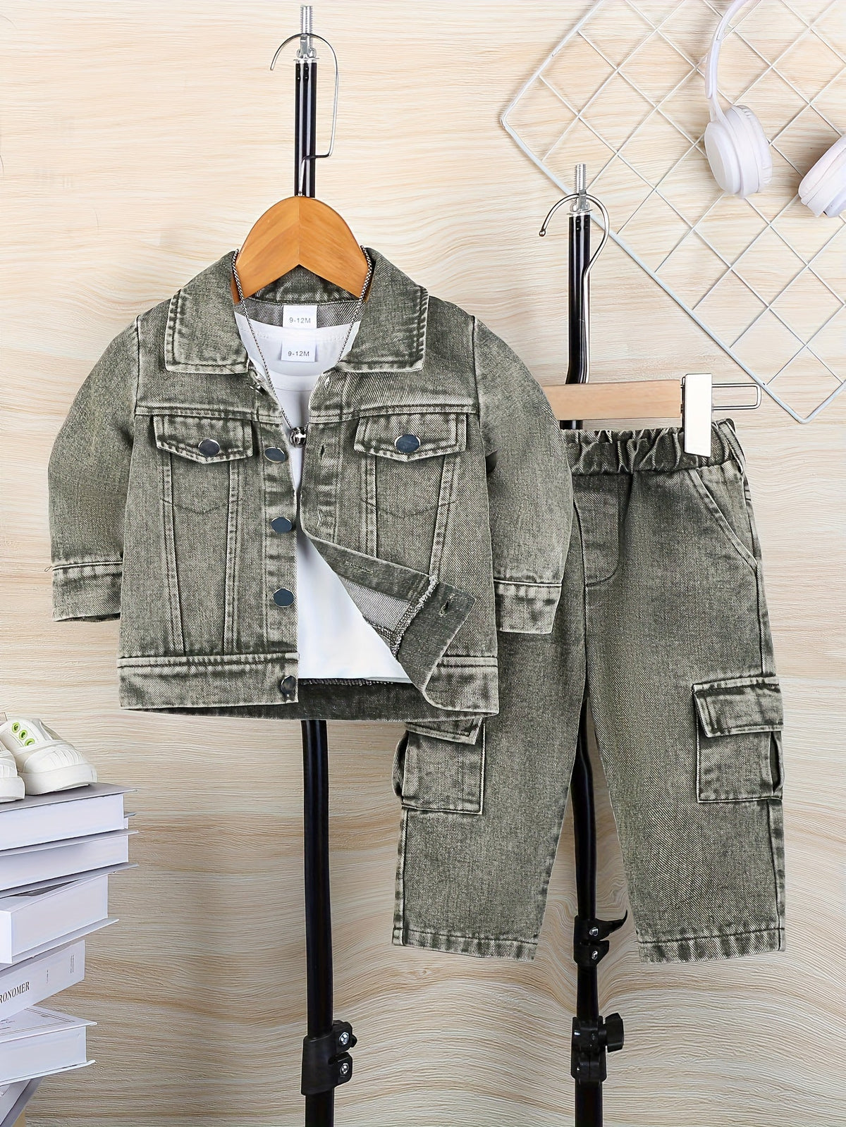 Boys' Denim Outfit Set - Winter – green option – main product image