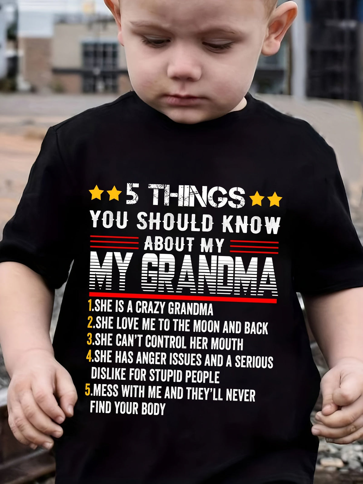 Boys' Grandma Five Things T-Shirt - Family Quote – view 6