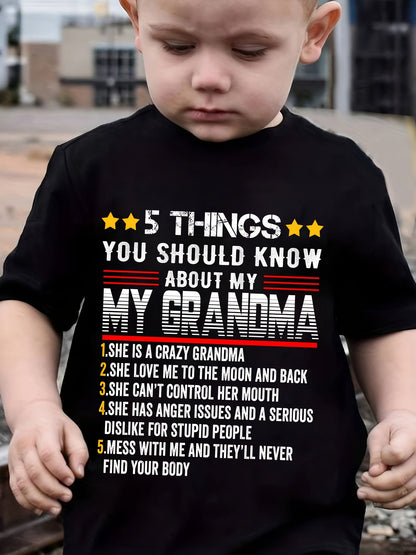 Boys' Grandma Five Things T-Shirt - Family Quote – view 6