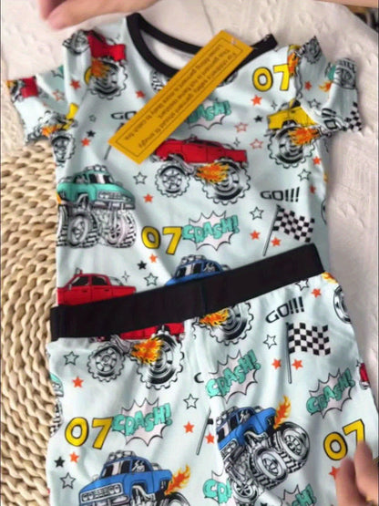 Boys' Pajama Set – Boys' Cartoon Sleepwear - Short Sleeve – view 4