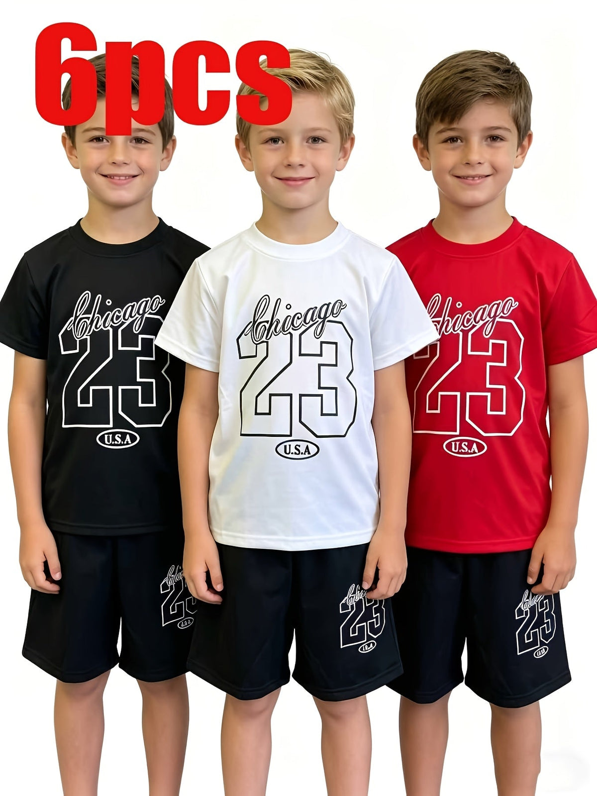 Boys' Printed T-Shirt & Shorts Set - 6-Piece 3909 – view 12