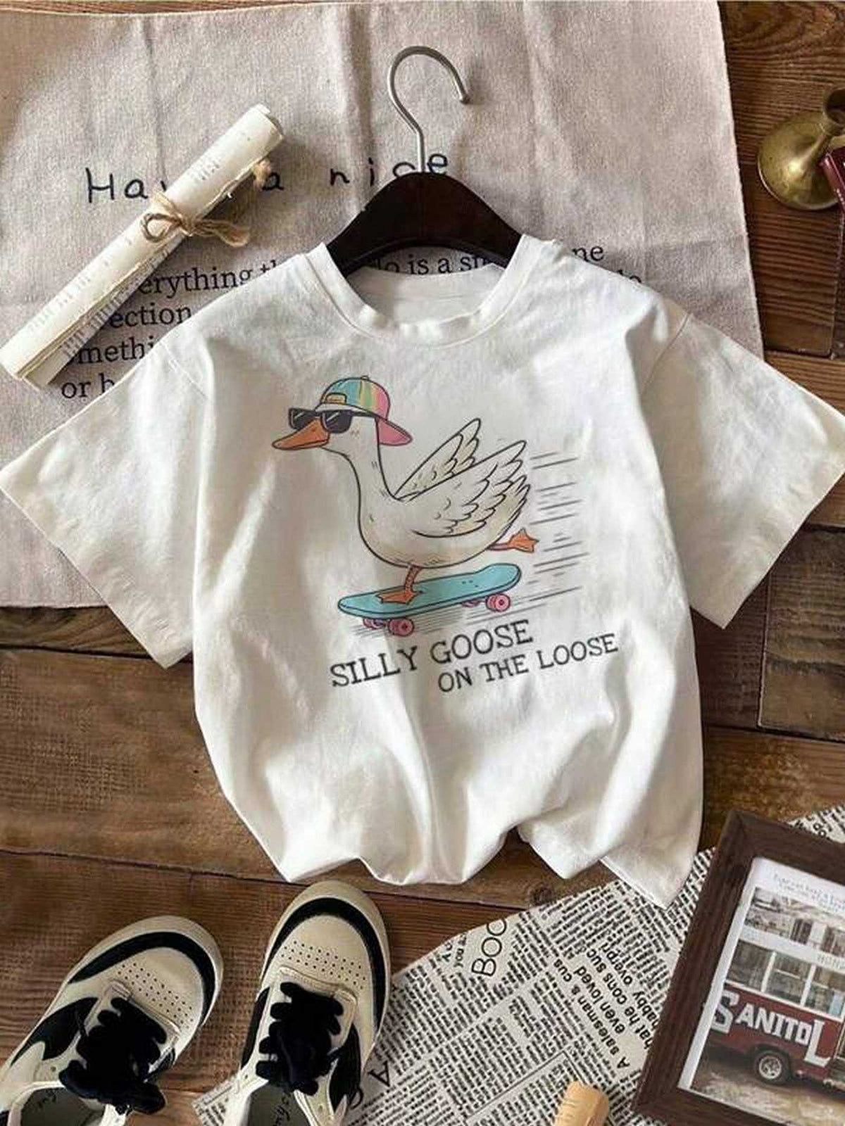 Boys' Skateboarding Duck T-Shirt - Cartoon Graphic – view 6