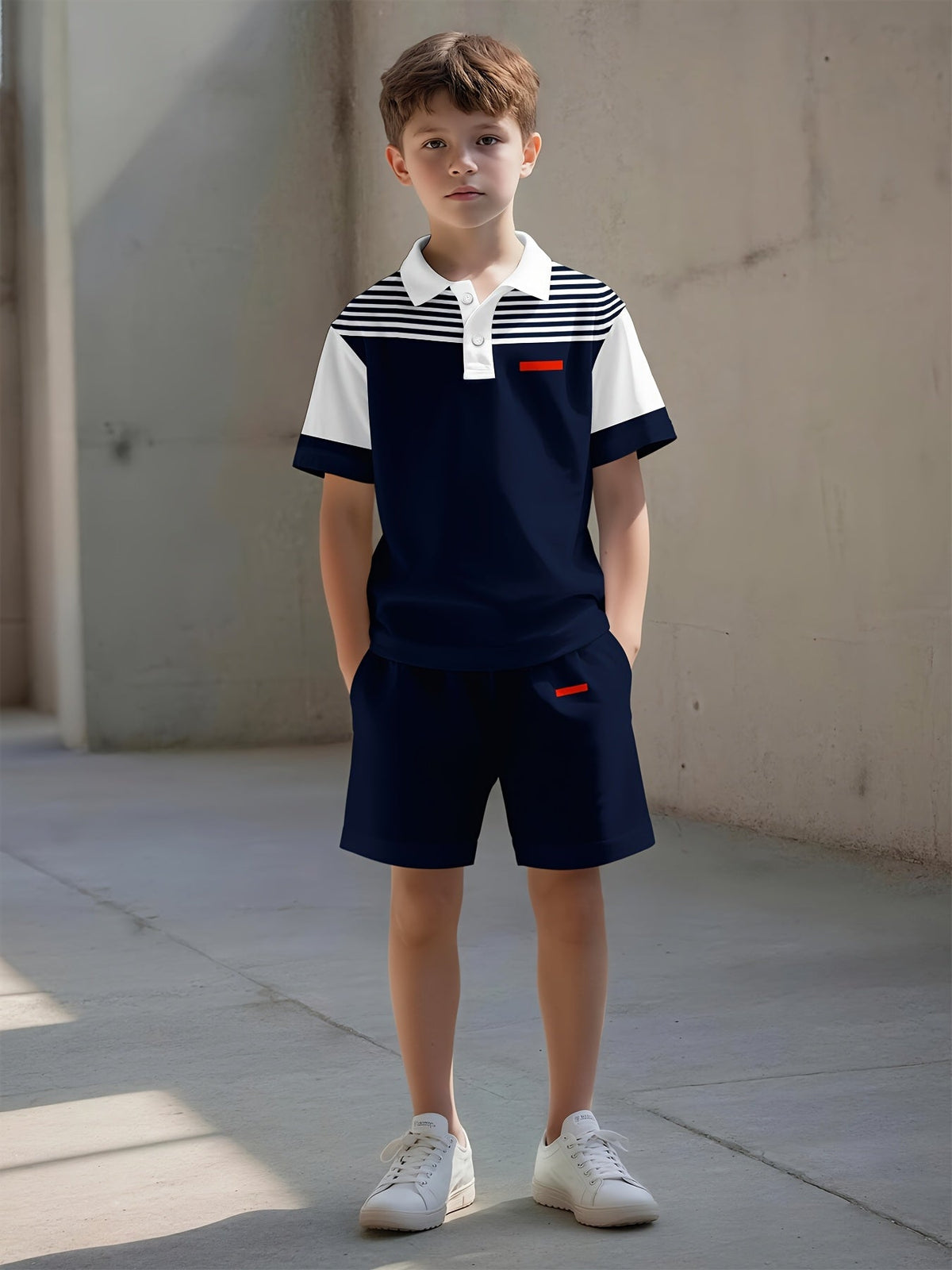 Boys' Striped Outfit Set – Navy option – main product image