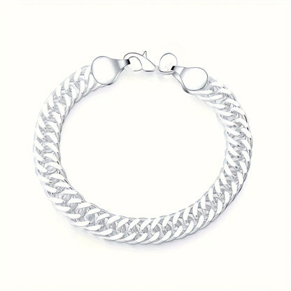 Bracelet for Men - 925 Sterling Silver Cuban Link 10mm for & Women Vintage Bohemian Style - product detail view 2
