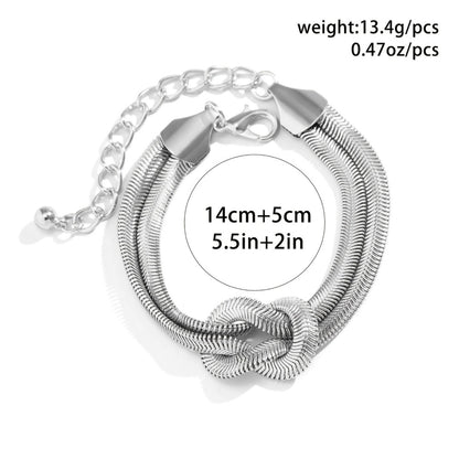 Bracelet for Women - 925 Sterling Silver Double Layer Serpentine Chain for - Boho Hip Hop Knot - product detail view 5