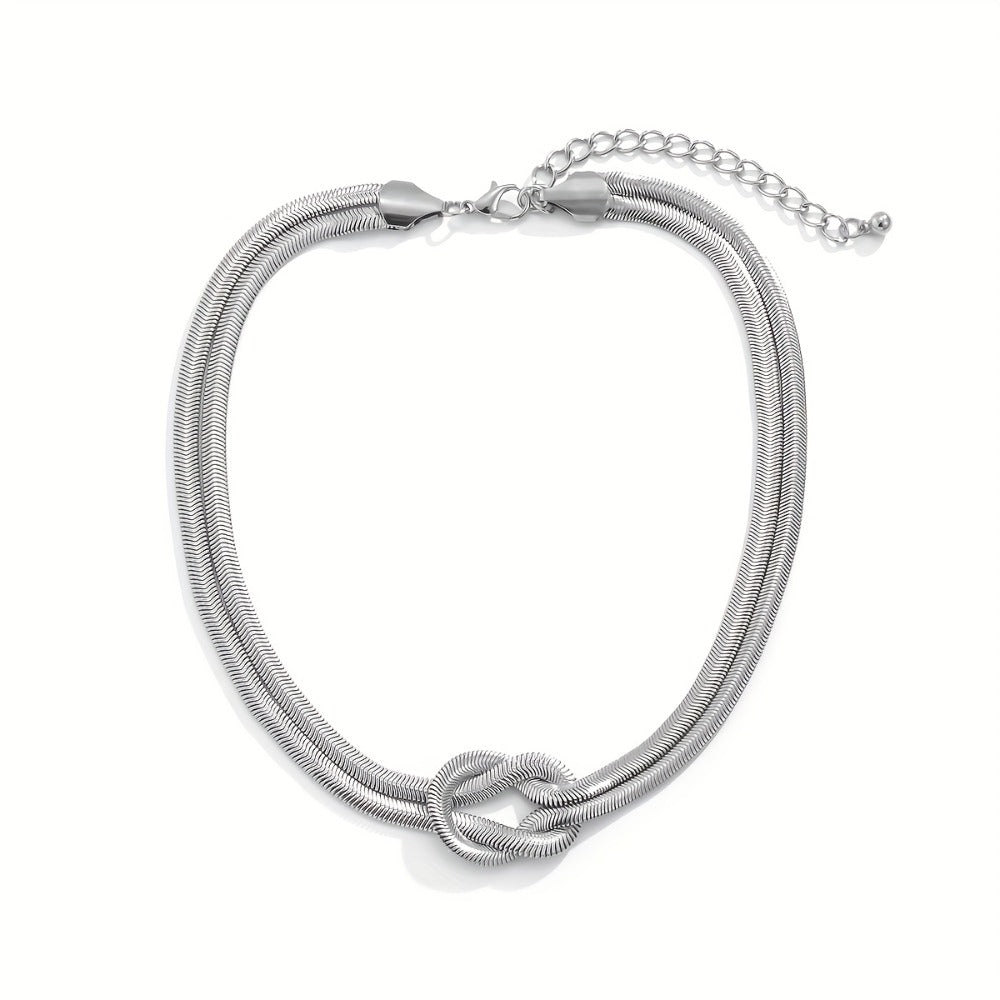 Bracelet for Women - 925 Sterling Silver Double Layer Serpentine Chain for - Boho Hip Hop Knot - product detail view 9