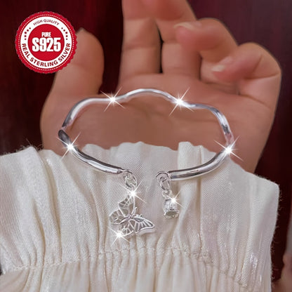 Bracelet for Women - 925 Sterling Silver Lily of the Valley Open Bangle Hypoallergenic Forest - product detail view 4
