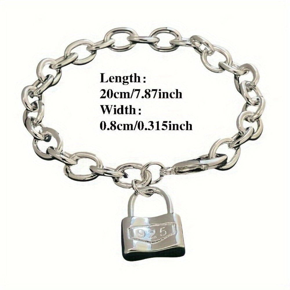 Bracelet for Women - 925 Sterling Silver Lock Clasp - Korean Style Pendant Chain for - product detail view 3