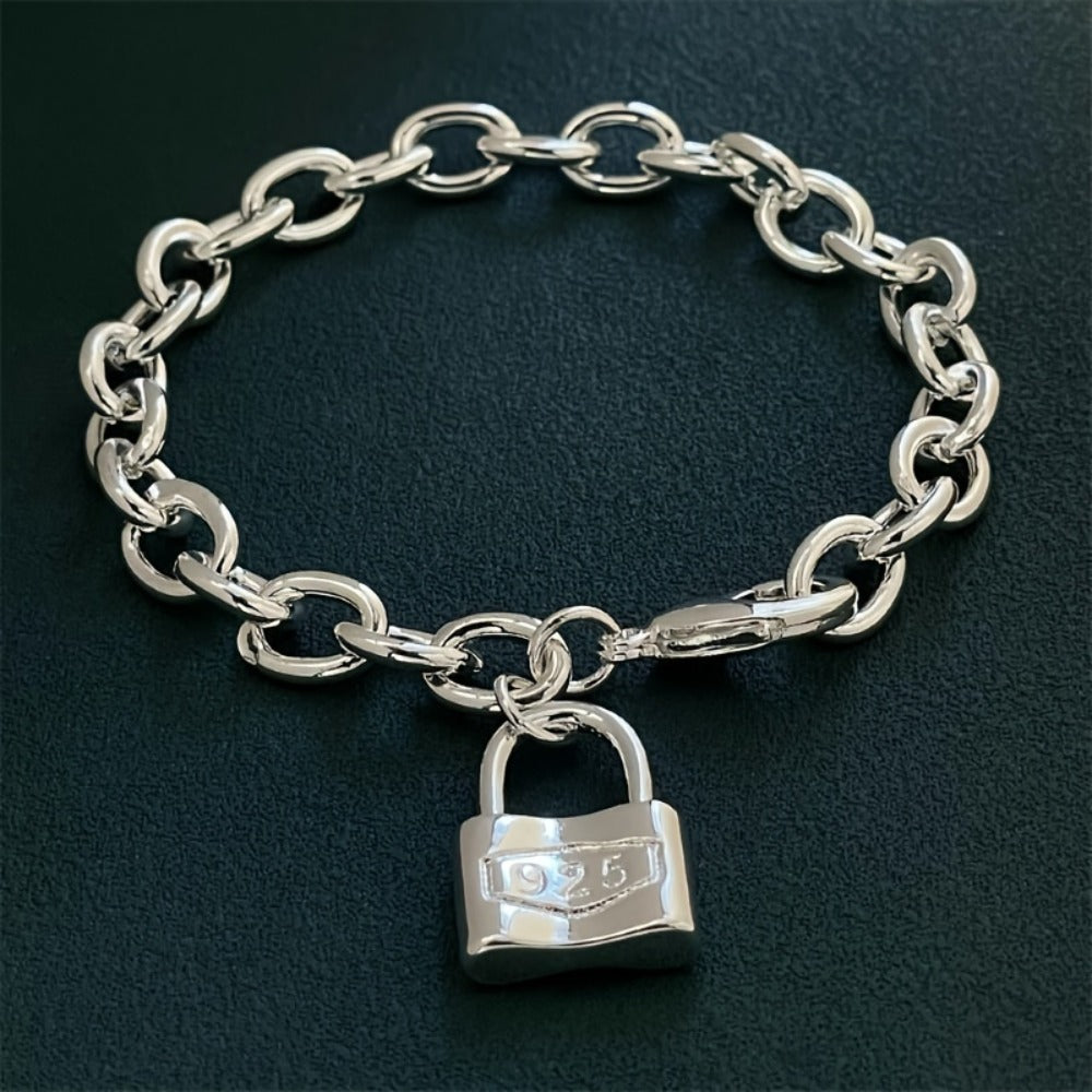 Bracelet for Women - 925 Sterling Silver Lock Clasp - Korean Style Pendant Chain for - product detail view 8