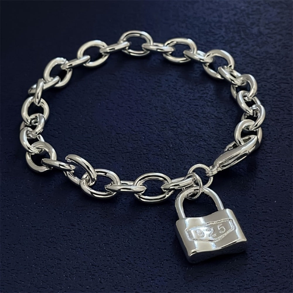 Bracelet for Women - 925 Sterling Silver Lock Clasp - Korean Style Pendant Chain for - product detail view 9