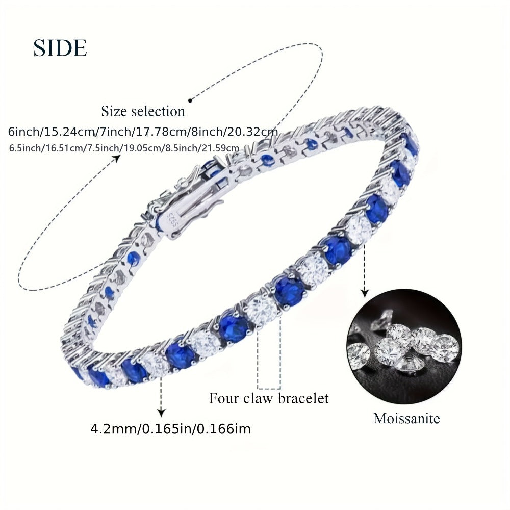 Bracelet for Women - 925 Sterling Silver Moissanite Italian Luxury Design, Handcrafted - product detail view 5