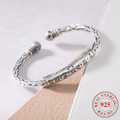 Bracelet for Women - 925 Sterling Silver Motto for Six Character Engraved Retro Minimalist - product detail view 6