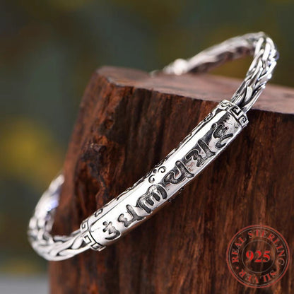 Bracelet for Women - 925 Sterling Silver Motto for Six Character Engraved Retro Minimalist - product detail view 9