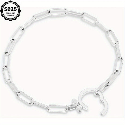 Bracelet for Women - 925 Sterling Silver Paper Clip Chain for Parker Link Iconic Buckle Elegant - main product view