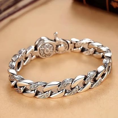 Bracelet for Men - 925 Sterling Silver for - Polished Silver Chain Wristband, Adjustable - product detail view 9