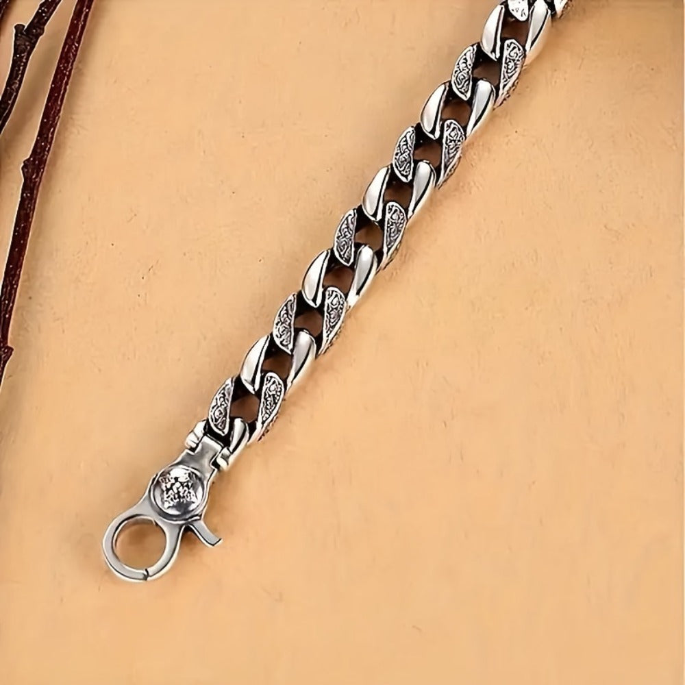 Bracelet for Men - 925 Sterling Silver for - Polished Silver Chain Wristband, Adjustable - product detail view 12