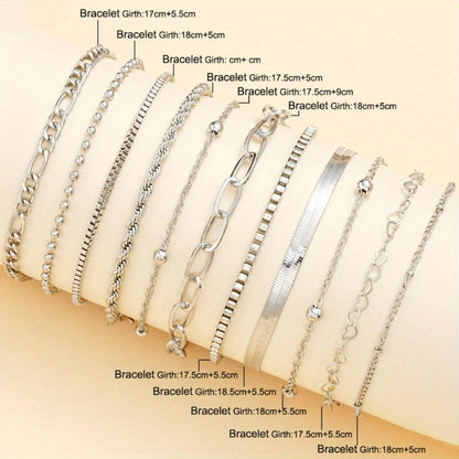 Bracelet for Women - 925 Sterling Silver Snake Chain Set 11 Pieces for - Twisted Rope & Snake - product detail view 5