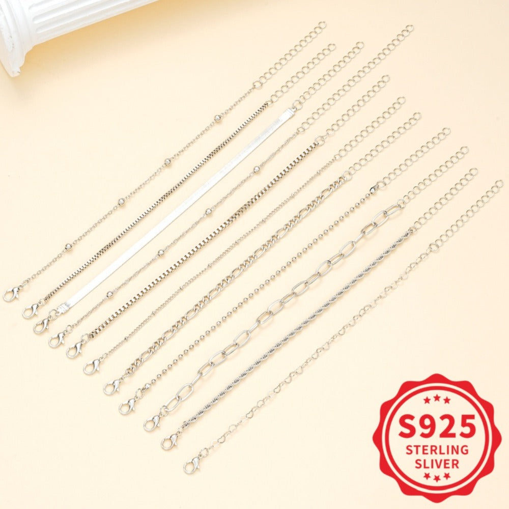 Bracelet for Women - 925 Sterling Silver Snake Chain Set 11 Pieces for - Twisted Rope & Snake - product detail view 6
