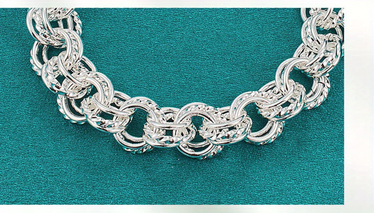 Bracelet for Women - 925 Sterling Silver Twisted Set of 2 Minimalist Double Ring Bangle for - product detail view 7