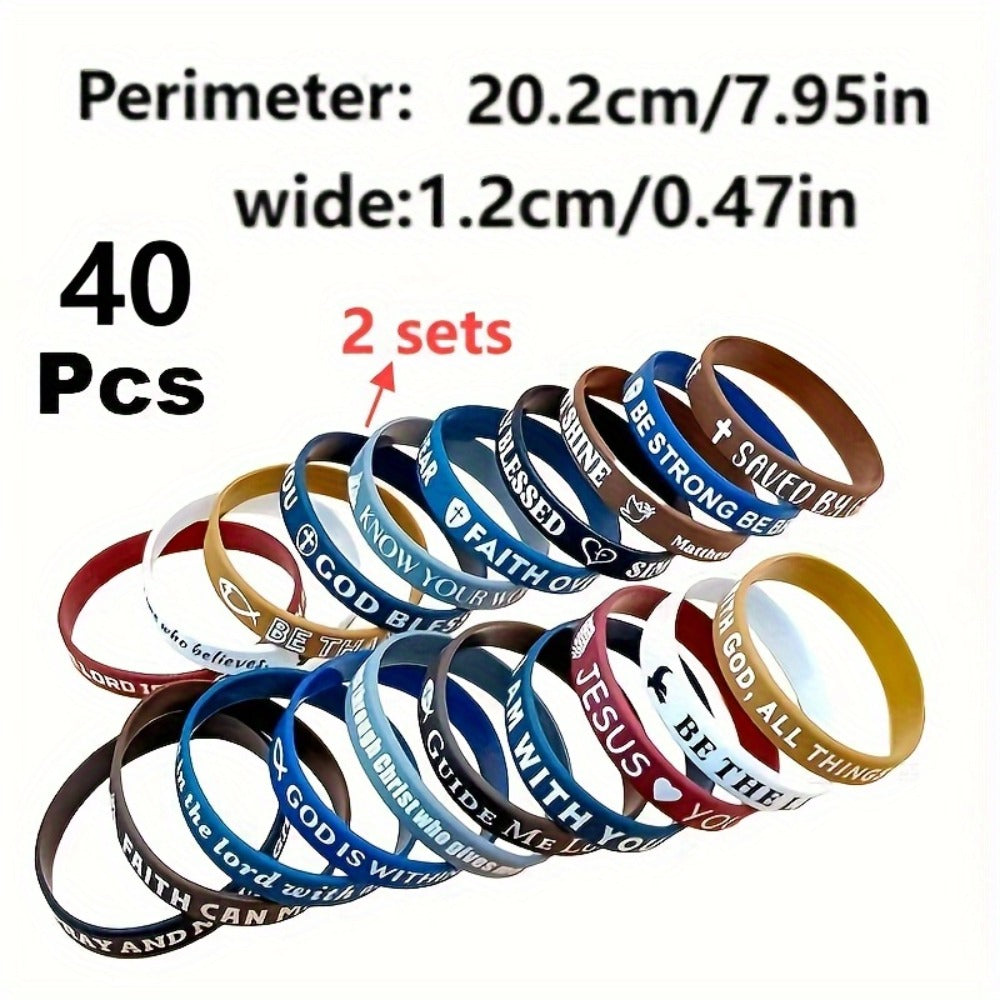 Bracelet for Men - Bible Verse Silicone 40pcs - Colorful Inspirational Christian Wristbands - product detail view 4
