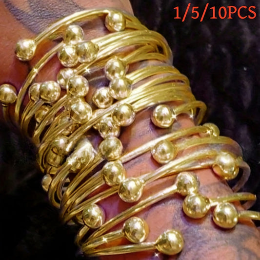 Bracelet for Women - Boho Stacking Bangles for Retro West Indian Thick Gold Ball Bangles 10mm - main product view
