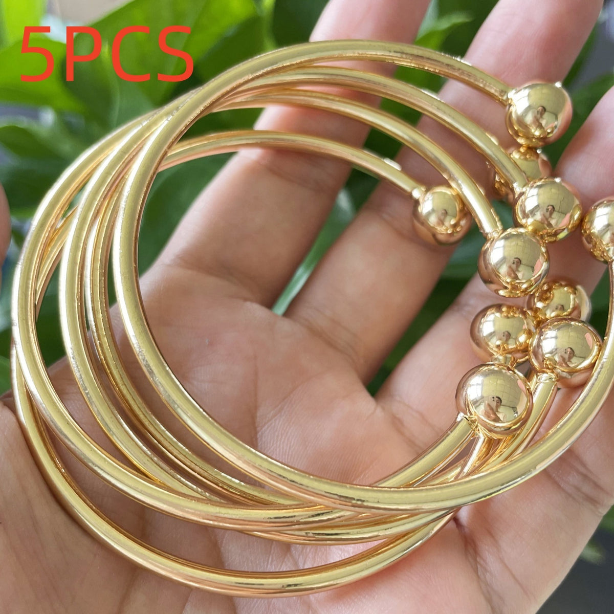 Bracelet for Women - Boho Stacking Bangles for Retro West Indian Thick Gold Ball Bangles 10mm - product detail view 12