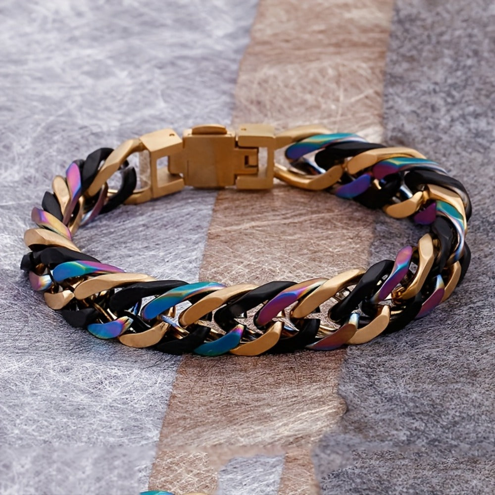 Bracelet for Women - Chain Unisex 304 Stainless Steel Hypoallergenic Colorful Hip Hop Couple - product detail view 6