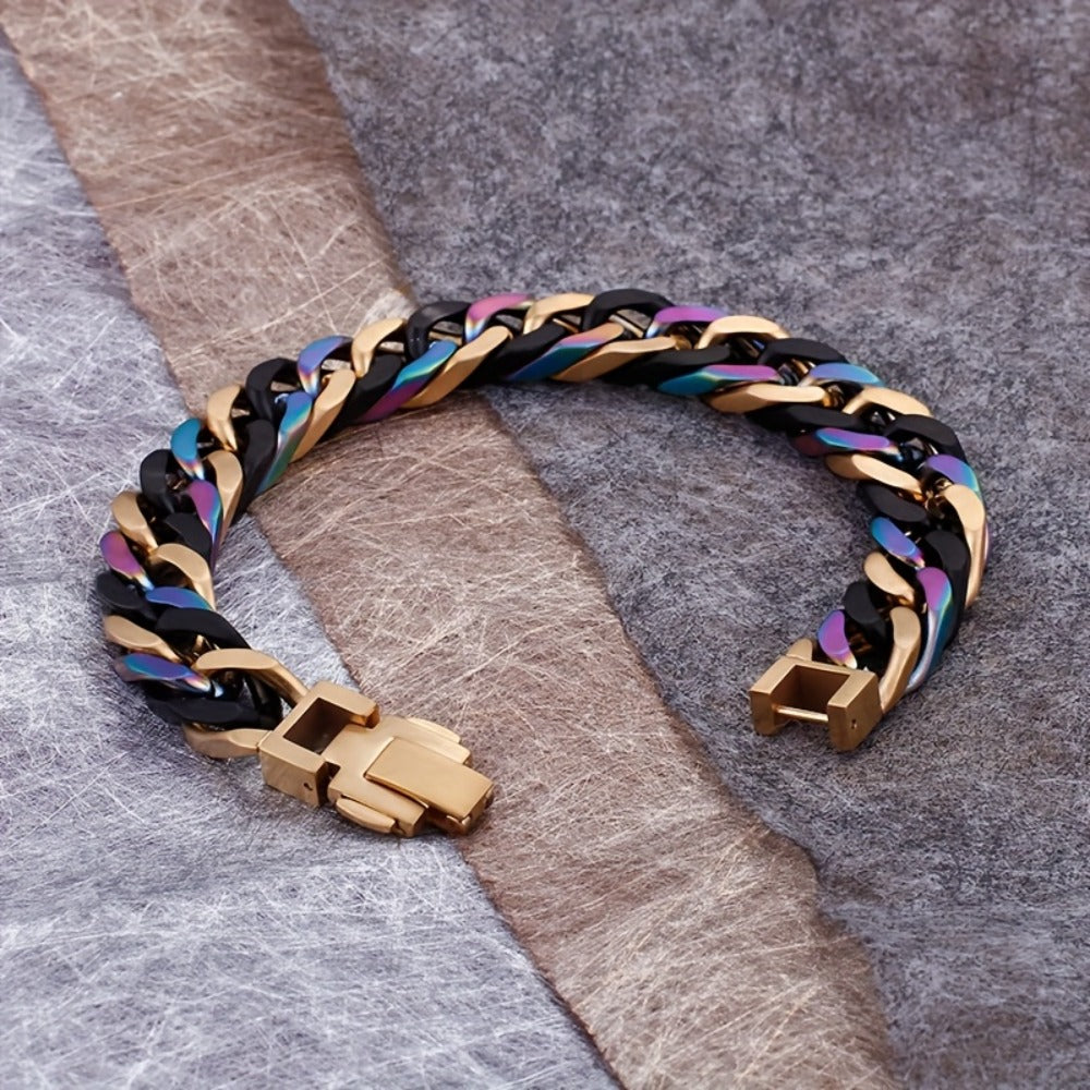 Bracelet for Women - Chain Unisex 304 Stainless Steel Hypoallergenic Colorful Hip Hop Couple - product detail view 7