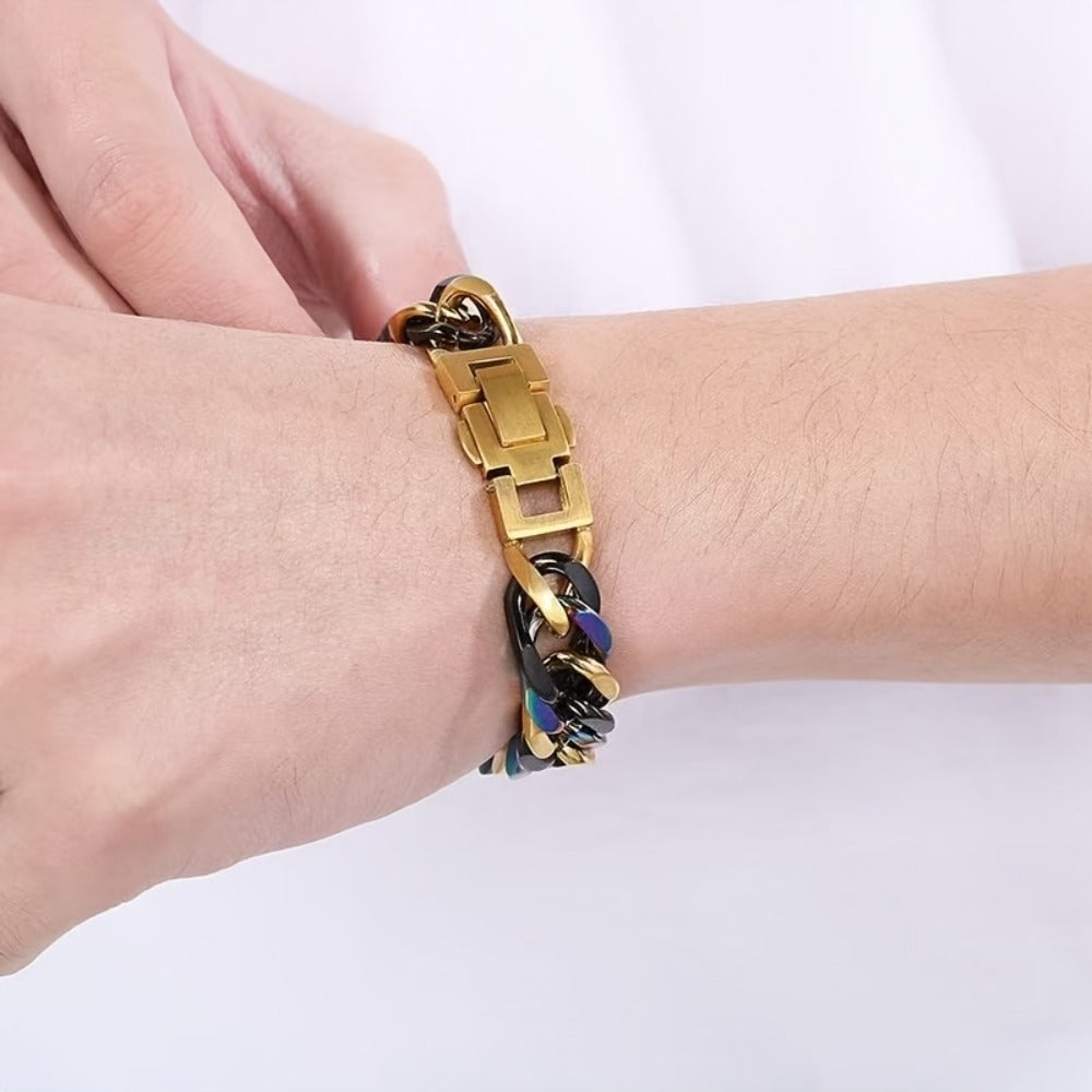 Bracelet for Women - Chain Unisex 304 Stainless Steel Hypoallergenic Colorful Hip Hop Couple - product detail view 10