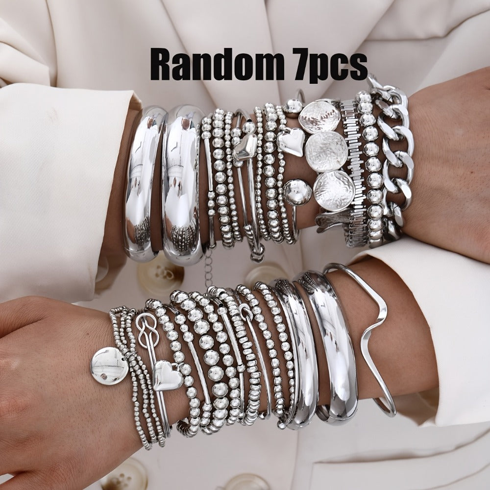 Bracelet for Women - Charm Set for - Vintage Bowknot & Leopard Plaid Cord , Boho Random Style - product detail view 3