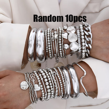 Bracelet for Women - Charm Set for - Vintage Bowknot & Leopard Plaid Cord , Boho Random Style - product detail view 5