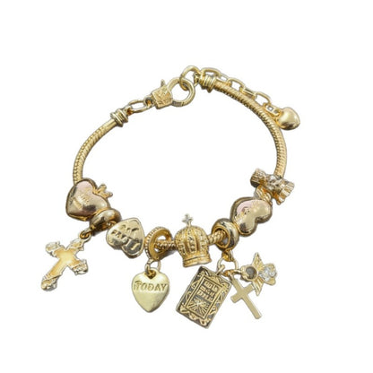 Bracelet for Women - Cross Bible Charm for - Adjustable Religious Jewelry with Angel Crown & - product detail view 3