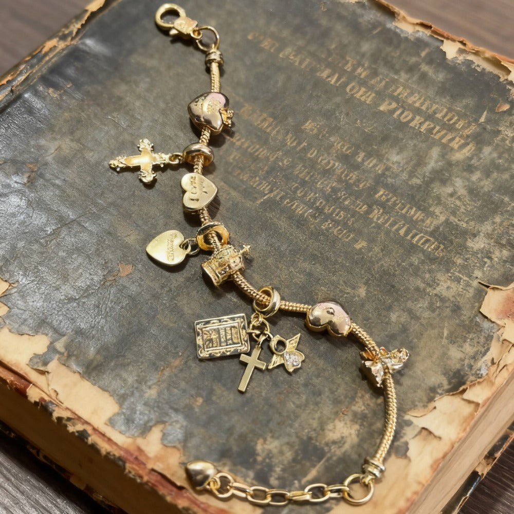 Bracelet for Women - Cross Bible Charm for - Adjustable Religious Jewelry with Angel Crown & - product detail view 6