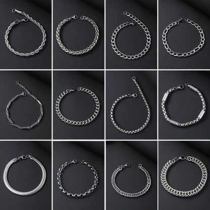 Bracelet for Men - Cuban Chain for 12pcs Set - Stainless Steel Hip Hop Street Style Wrist - product detail view 2