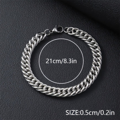 Bracelet for Men - Cuban Chain for 12pcs Set - Stainless Steel Hip Hop Street Style Wrist - product detail view 3
