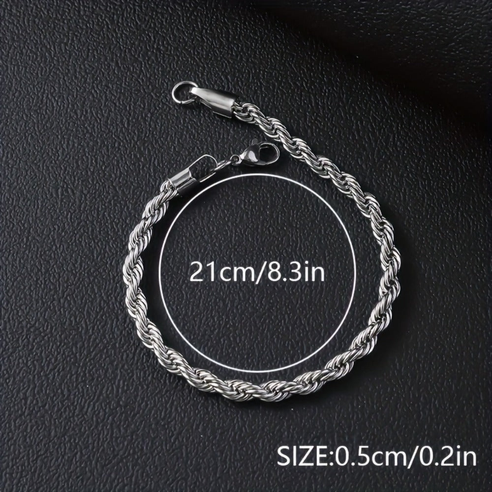 Bracelet for Men - Cuban Chain for 12pcs Set - Stainless Steel Hip Hop Street Style Wrist - product detail view 7